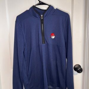 Malbon Nike Navy Quarter-Zip Sweater with Red Logo